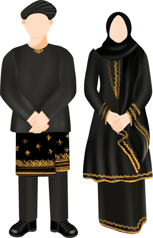 Classic Malay attire: baju Melayu with samping and baju kurung